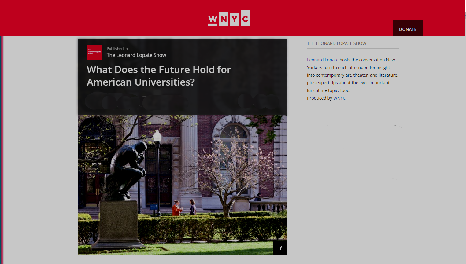 Screenshot: Jonathan Cole on the Future of Universities via WNYC Leonard Lopate | http://bit.ly/20QtduK